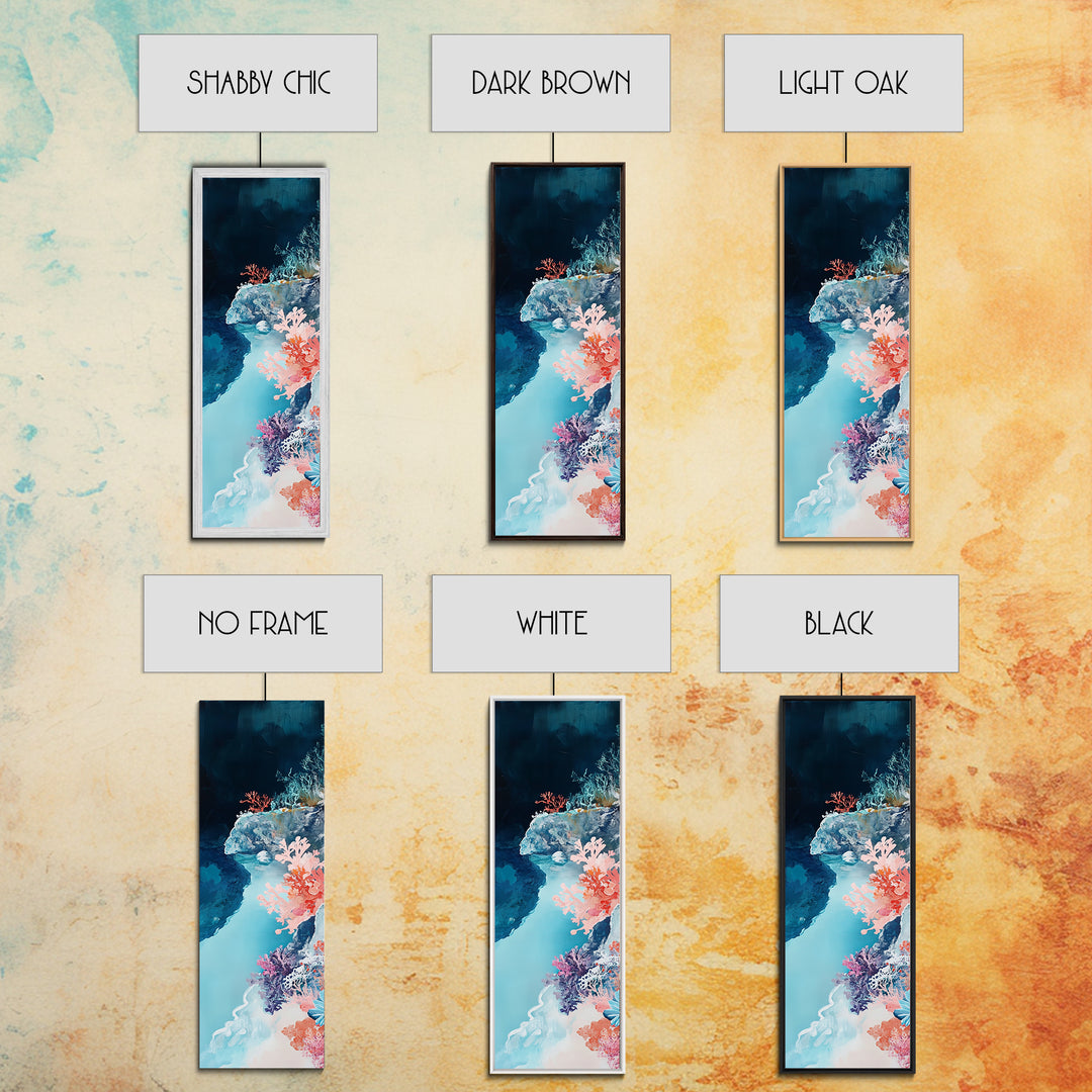 Coral Reef, ocean painting, blue and green wall art, framed canvas print, coastal decor, whimsical art, nautical painting