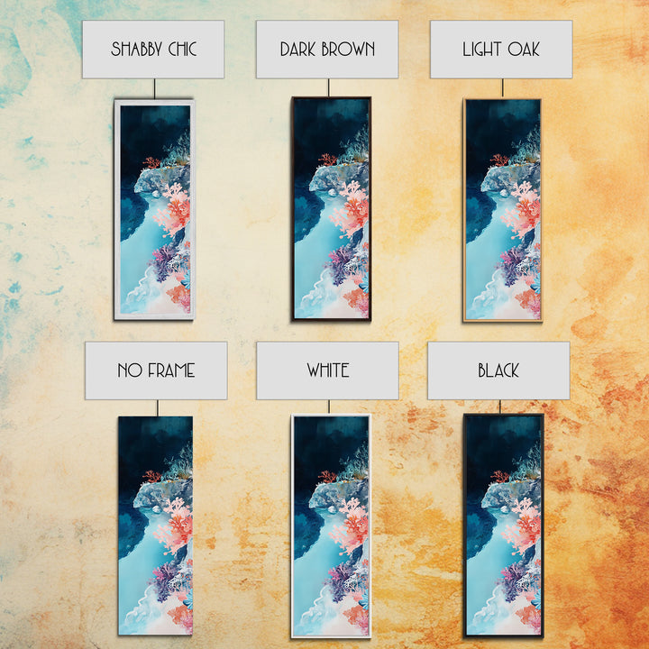 Coral Reef, ocean painting, blue and green wall art, framed canvas print, coastal decor, whimsical art, nautical painting