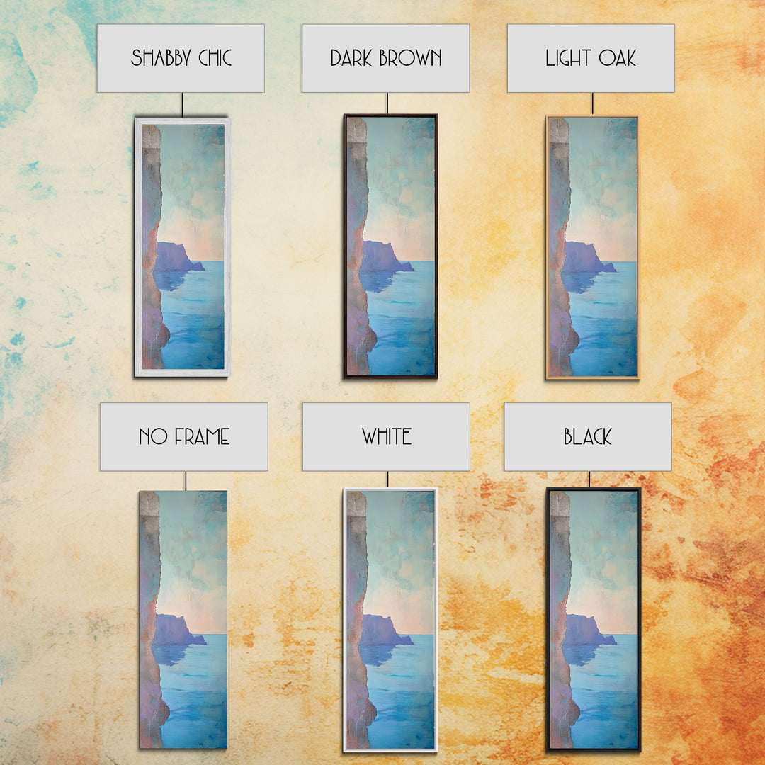 Cliffside View, Misty Horizon, Ocean Painting, Canvas Print, coastal decor, wabi sabi art, seascape painting, minimalist art