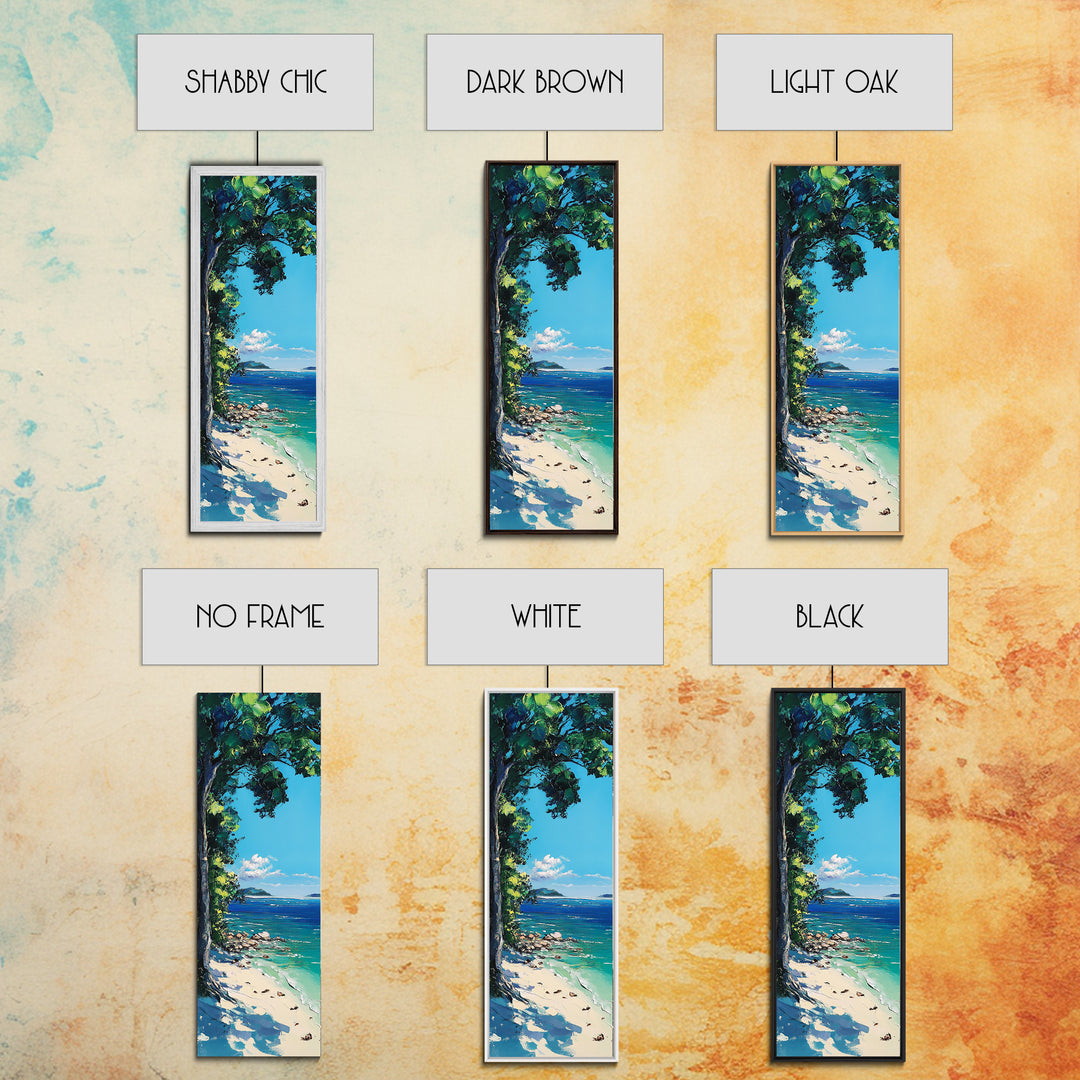 Coastal Landscape Art, Nautical Wall Art, Beach House Decor, Palm Tree Painting, Seascape Painting, Framed Canvas Print