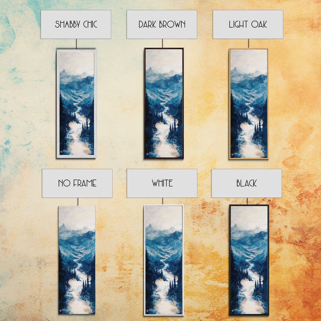 Blue Mountains, mountain painting, landscape painting, extra wide art, panoramic art, minimalist art, Canvas Print