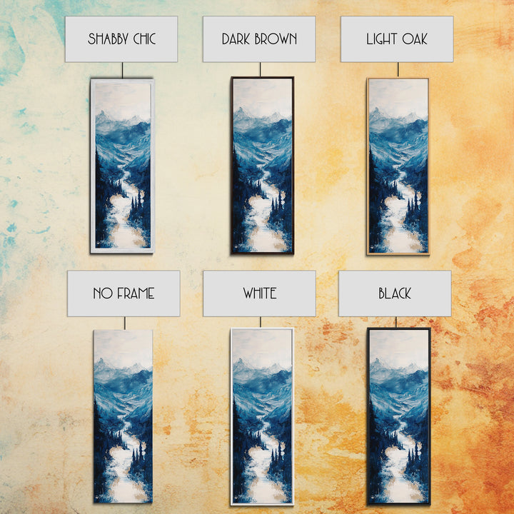 Blue Mountains, mountain painting, landscape painting, extra wide art, panoramic art, minimalist art, Canvas Print