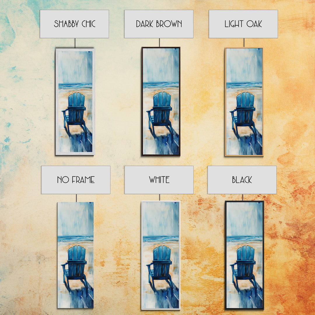 Blue Beach Chair, coastal decor, nautical wall art, ocean painting, beach house art, seascape painting, framed canvas print