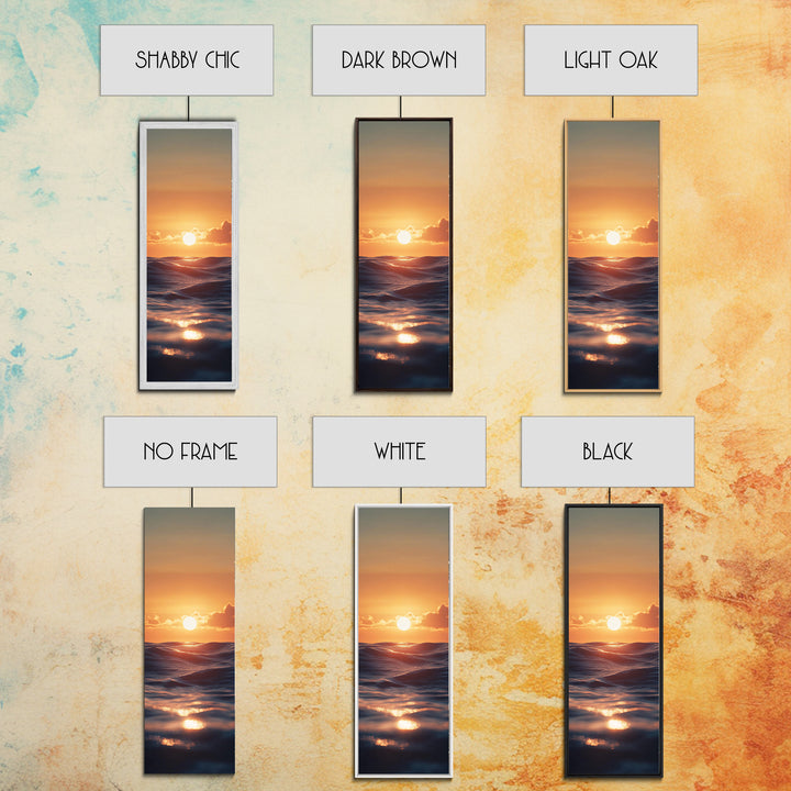Ocean Sunset, Coastal Painting, Seascape Art, Canvas Print, Nautical Decor, Vertical Wall Art, Beach House Art