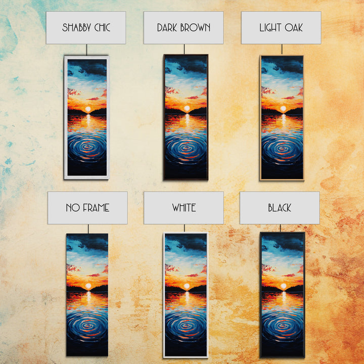 Ocean Horizon, Sunset Glow, Moody Painting, Framed Canvas Print, Coastal Landscape Art, Wabi Sabi Art, Vertical Wall Art