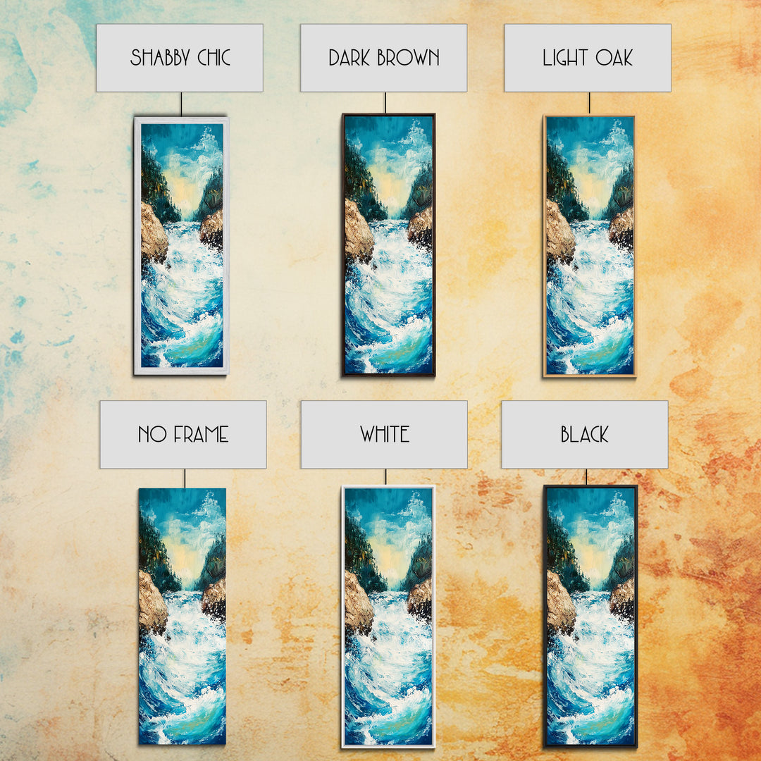 River Rapids, Mountain Painting, Smoky Mountain Art, Above Bed Wall Art, Vertical Wall Art, Blue and Green Wall Art