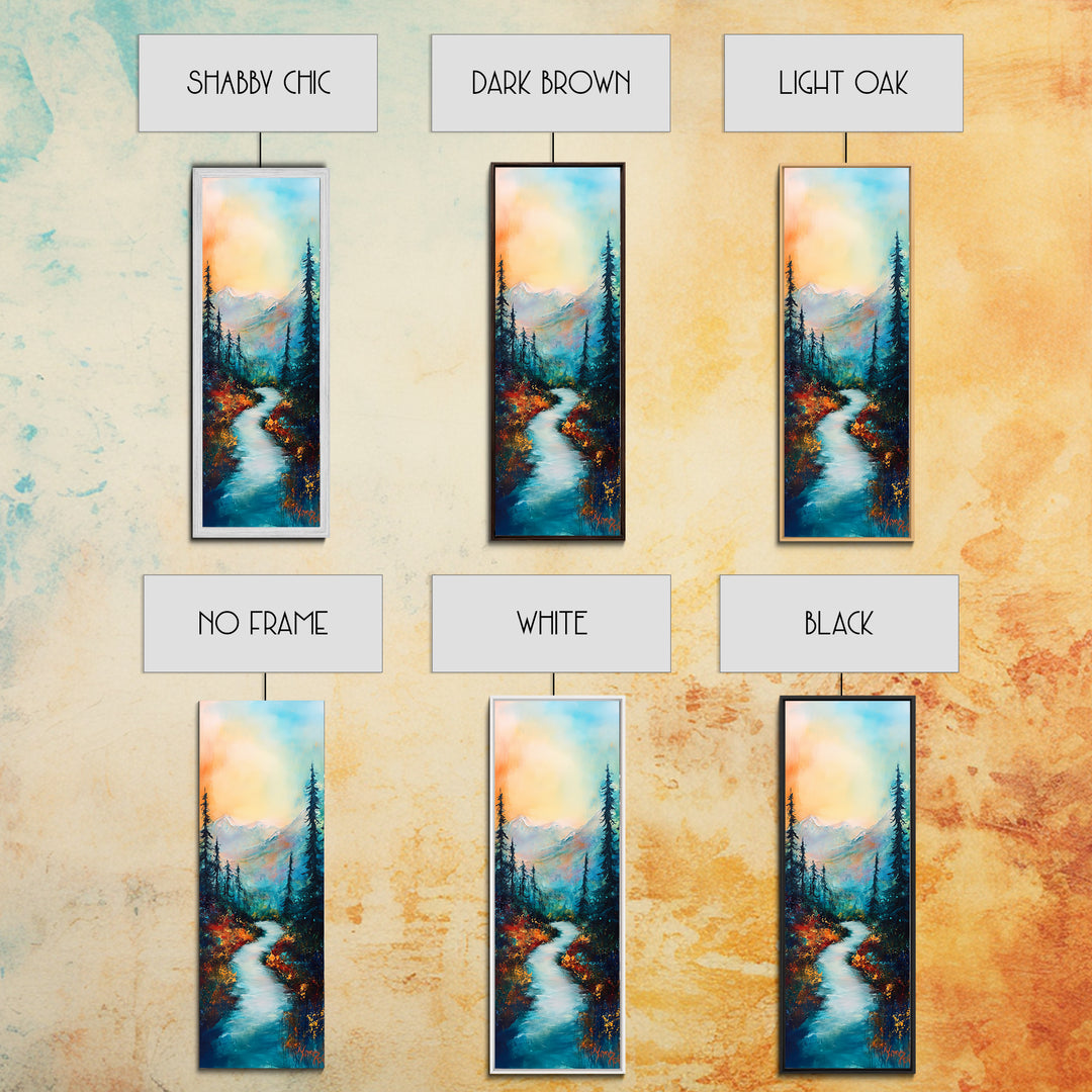 Autumn River, mountain painting, pine tree art, framed canvas print, landscape painting, rustic wall art, above couch art, fall decor