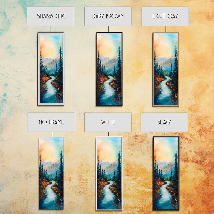 Autumn River, mountain painting, pine tree art, framed canvas print, landscape painting, rustic wall art, above couch art, fall decor