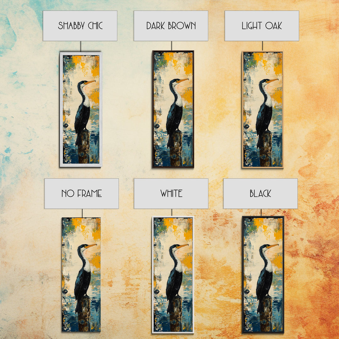 Abstract Bird Art, Coastal Wall Art, Nautical Decor, Bird Art Print, Framed Canvas Print, Rustic Wall Art,  Vertical Wall Art