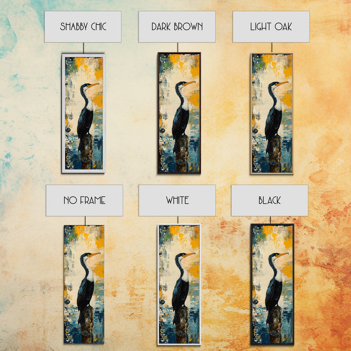 Abstract Bird Art, Coastal Wall Art, Nautical Decor, Bird Art Print, Framed Canvas Print, Rustic Wall Art,  Vertical Wall Art