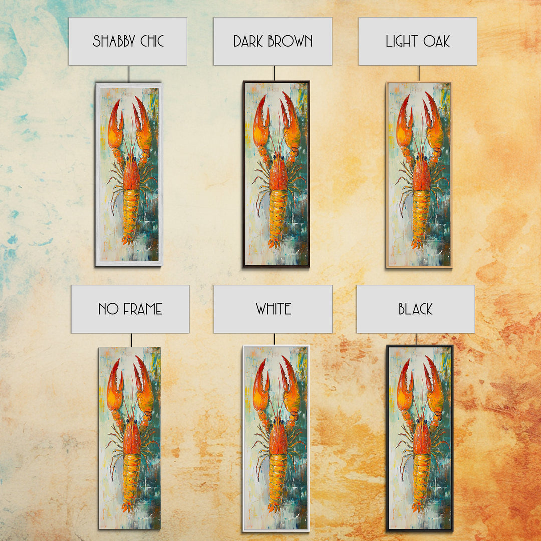 Crayfish Painting, Nautical Decor, Coastal Kitchen Art, Framed Canvas Print, Rustic Art, Seafood Wall Art, Original Painting