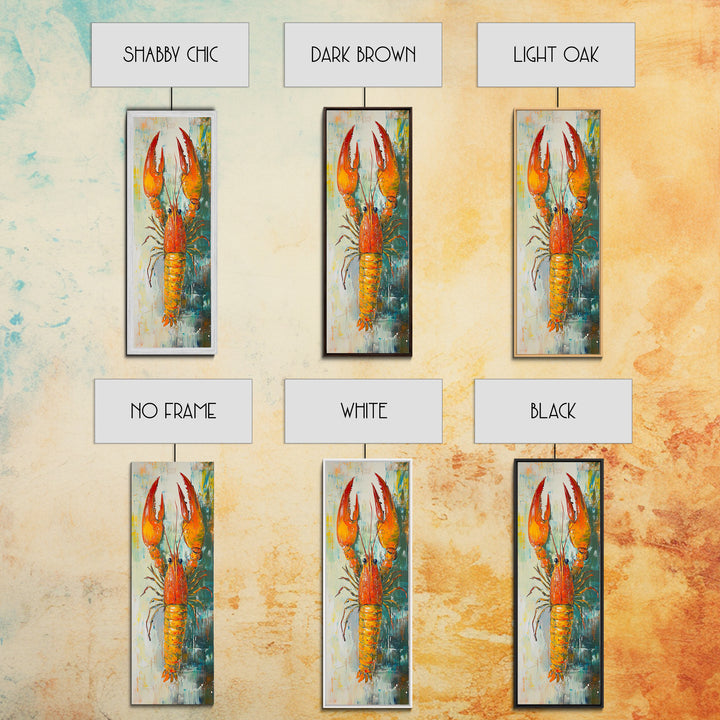 Crayfish Painting, Nautical Decor, Coastal Kitchen Art, Framed Canvas Print, Rustic Art, Seafood Wall Art, Original Painting