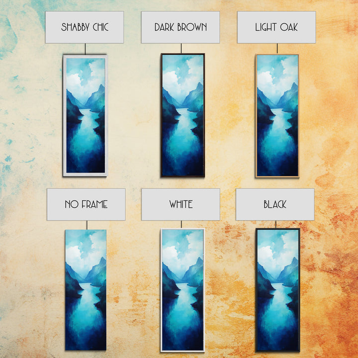 Blue and Green Wall Art, Moody Art, Landscape Painting, Framed Canvas Print, Wabi Sabi Art, Nautical Decor, Extra Wide Art