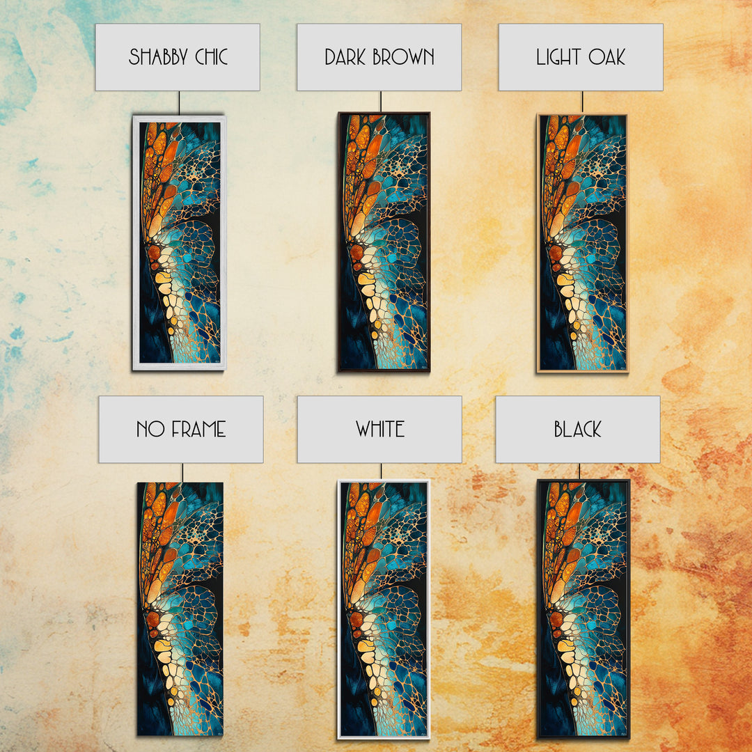 Butterfly wing, mosaic wall art, teal wall art, gemstone painting, sacred geometry wall art, framed canvas print, boho art