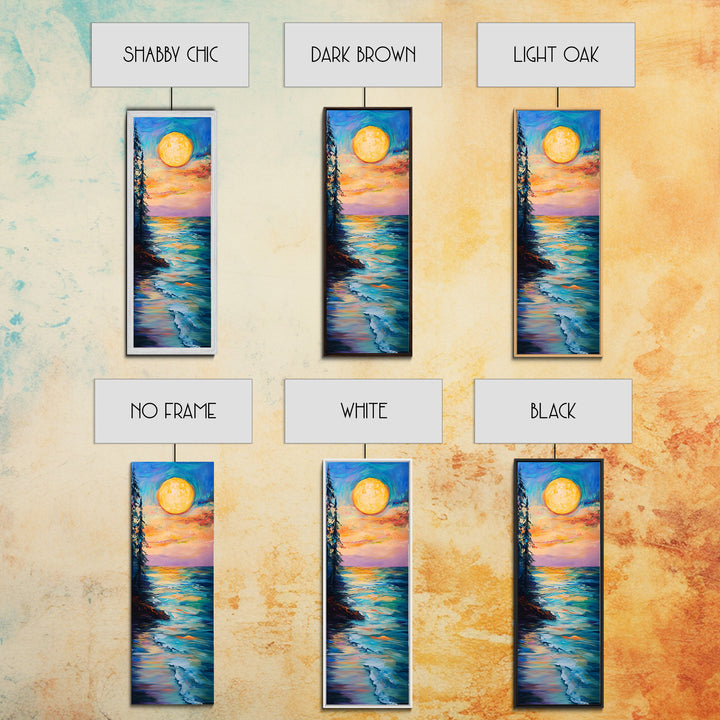 Coastal Sunset, seascape painting, framed canvas print, nautical wall art, coastal decor, extra wide art, surf wall art, above sofa art