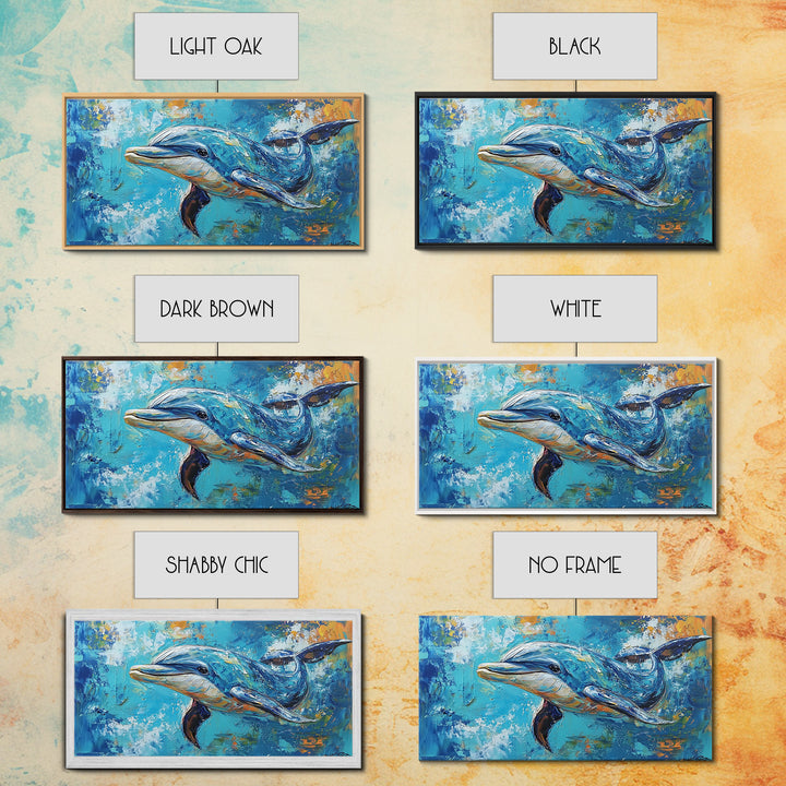 Dolphin Painting, Whale Painting, Blue and Green Wall Art, Nautical Wall Art, Gift Idea for Her, Ocean Art, Canvas Print, Coastal Decor