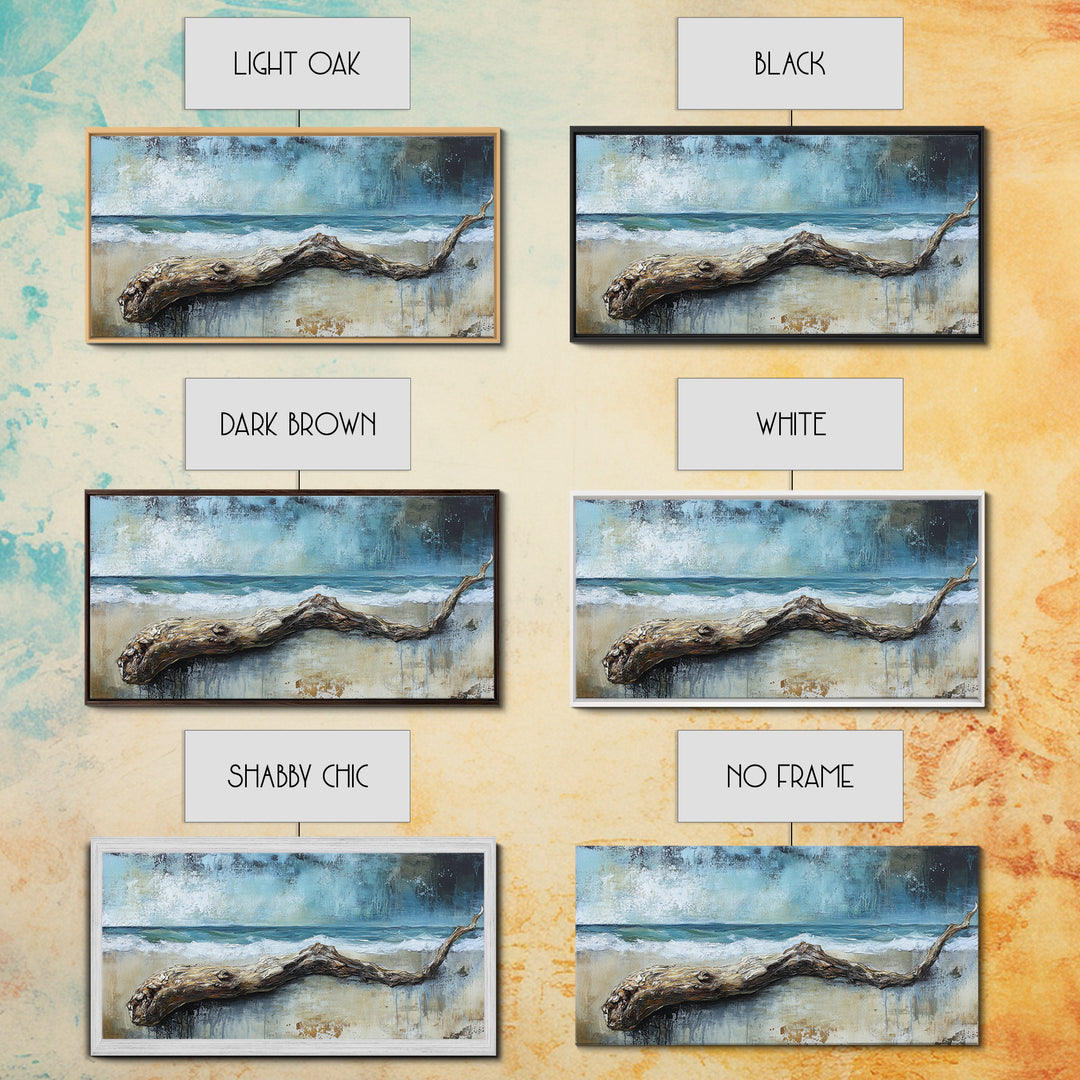 Driftwood Beach, Coastal Landscape Art, Nautical Wall Art, Seascape Painting, Blue and Green Wall Art, Framed Canvas Print, Coastal Decor