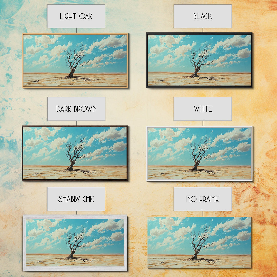 Desert Tree, Ozymandias Art, Joshua Tree Art, Southwest Wall Art, Blue and Green Wall Art, Gift Idea for Him, Framed Canvas Print, Rustic Art