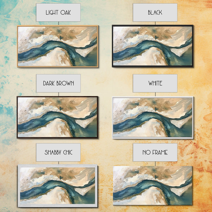 Abstract River, Neutral Landscape, Panoramic Art, Canvas Print, Wabi Sabi Art, Rustic Wall Art, Above Bed Wall Art, Minimalist Art