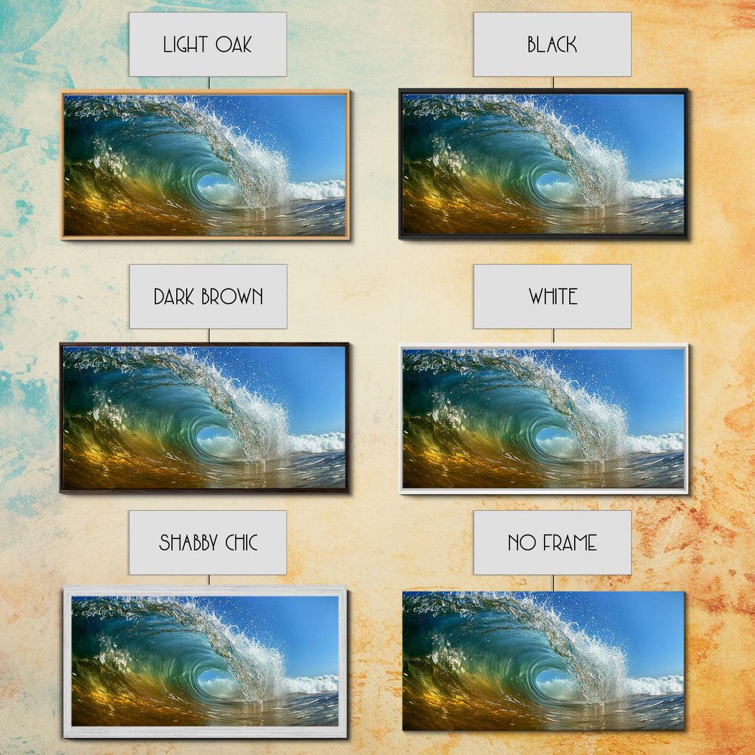 Barrel Wave, Surfing Photography, Panoramic Art, Canvas Print, Coastal Decor, Nautical Painting, Beach Wall Art, Surf Wall Art