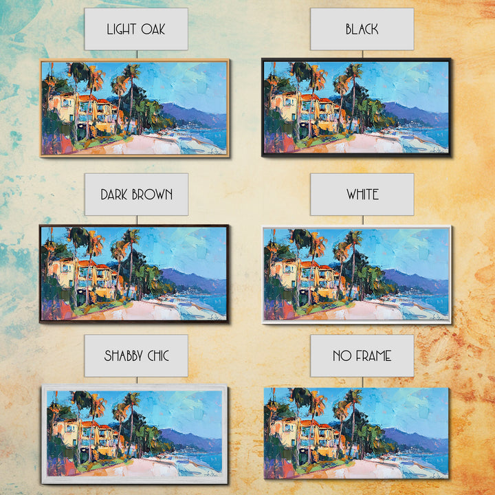 Beach House, Coastal Landscape Art, Framed Canvas Print, Hawaii Art, Coastal Wall Art, Surf Wall Art, Nautical Decor