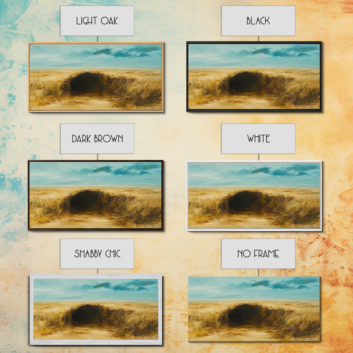 Desert Landscape, Ozymandias art, rustic wall art, above sofa art, extra wide art, panoramic painting, Canvas Print