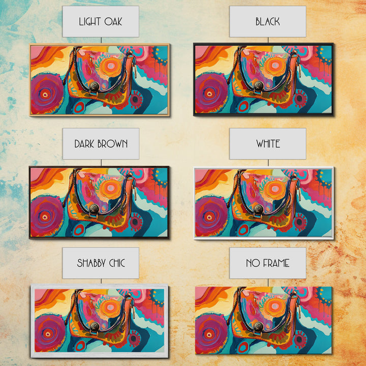 Abstract Handbag Art, boho art, pink abstract art, whimsical art, extra wide art, horizontal wall art, Canvas Print