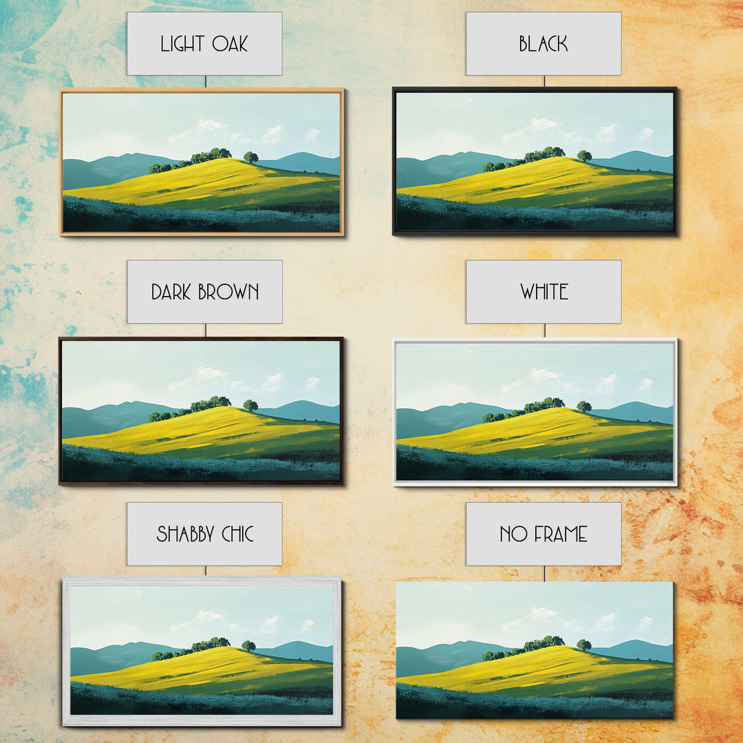 Rolling Hills Landscape, mountain painting, green wall art, countryside art, above couch art, farmhouse art, Canvas Print