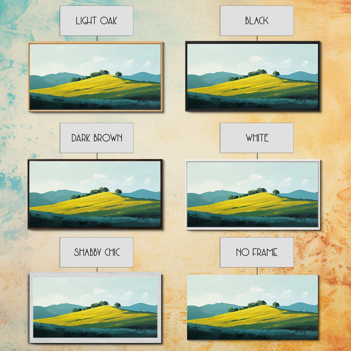 Rolling Hills Landscape, mountain painting, green wall art, countryside art, above couch art, farmhouse art, Canvas Print