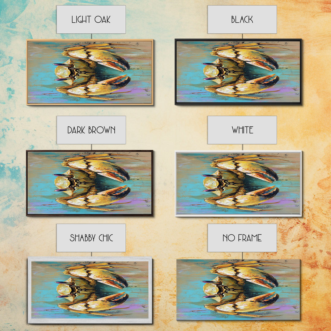 Crab Painting, Coastal Decor, Nautical Wall Art, Rustic Art, Framed Canvas Print, Ocean Artwork, Beach House Art, Marine Life Art