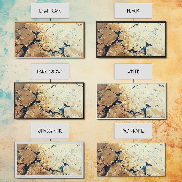 Cracked Earth, Abstract Painting, Earth Tones, Wabi Sabi Art, Minimalist Decor, Extra Wide Art, Framed Canvas Print, Rustic Art