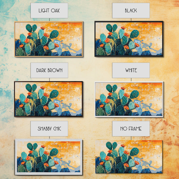 Cactus Painting, agave painting, southwest wall art, rustic decor, framed canvas print, desert painting, extra wide art, boho art