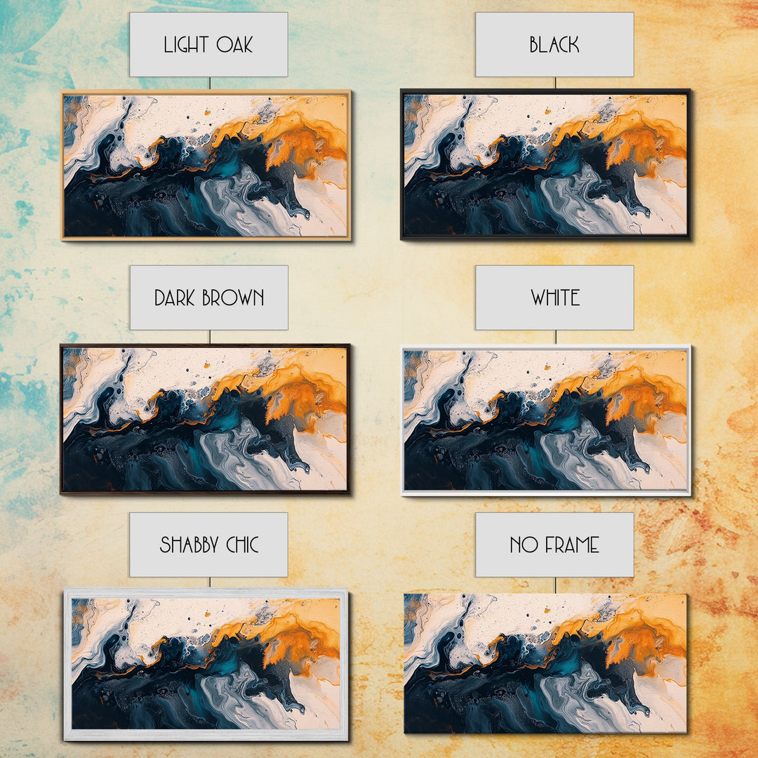 Abstract Ocean, Framed Canvas Print, coastal wall art, wabi sabi wall art, extra wide painting, contemporary abstract