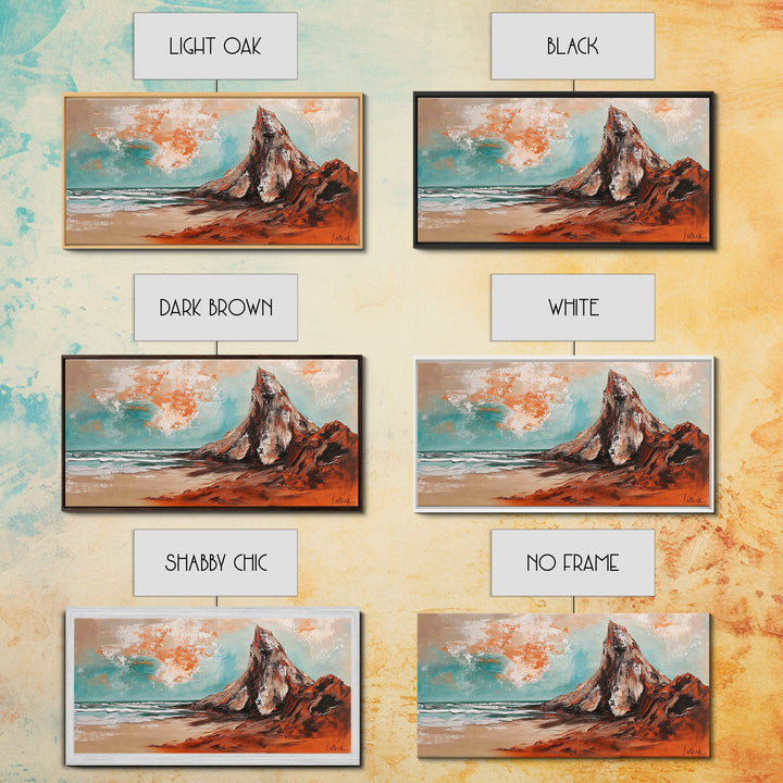 Desert Mountain, Canvas Print, rustic art, landscape painting, extra wide painting, panoramic wall art, above sofa art