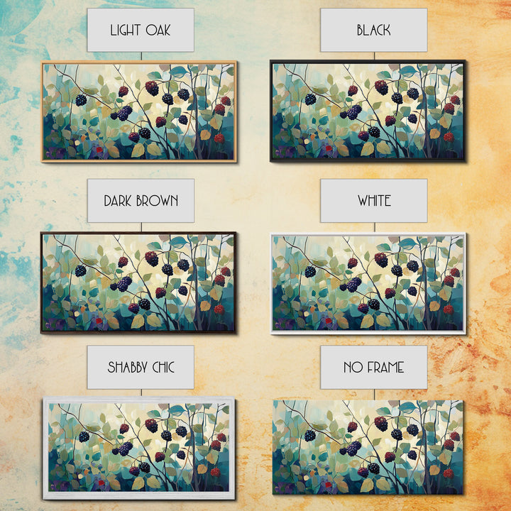 Blackberry, summer berries, Canvas Print, botanical prints, fruit of the spirit wall art, wildflower painting, kitchen art