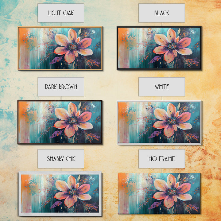 Bright floral, pink orange, Canvas Print, poppy wall art, pink orange wall art, whimsical art, flower painting, above sofa art