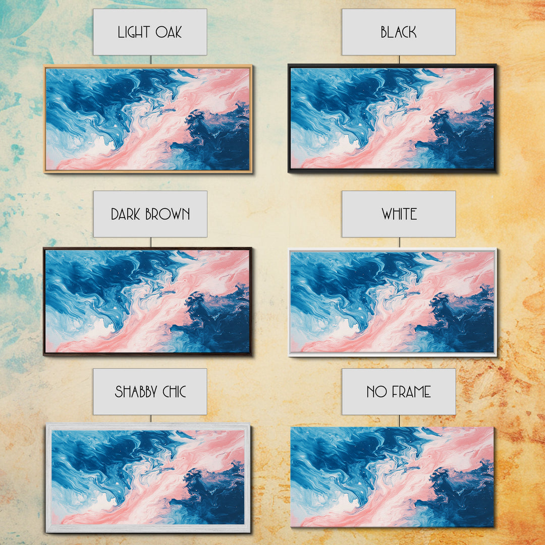 Blue Pink Abstract, Fluid Art, Ocean Inspired, Canvas Print, Whimsical Art, Light Pink Wall Art, Teal Wall Art, Therapy Art