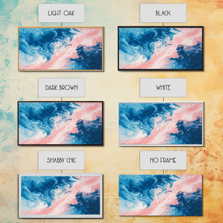 Blue Pink Abstract, Fluid Art, Ocean Inspired, Canvas Print, Whimsical Art, Light Pink Wall Art, Teal Wall Art, Therapy Art