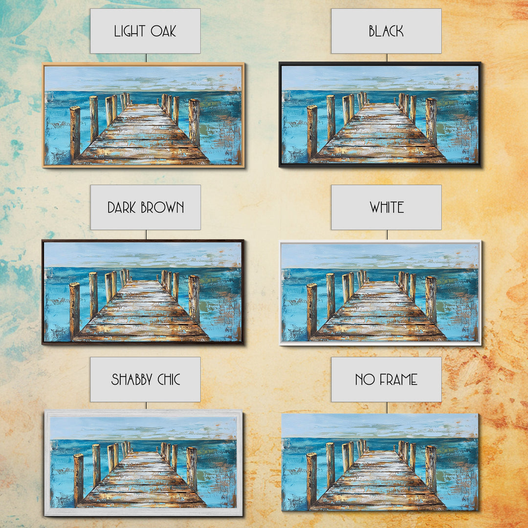 Dock Over Water, Coastal Landscape, Nautical Wall Art, Canvas Print, Lake Tahoe Art, Rustic Wall Art, Coastal Decor, Panoramic Art