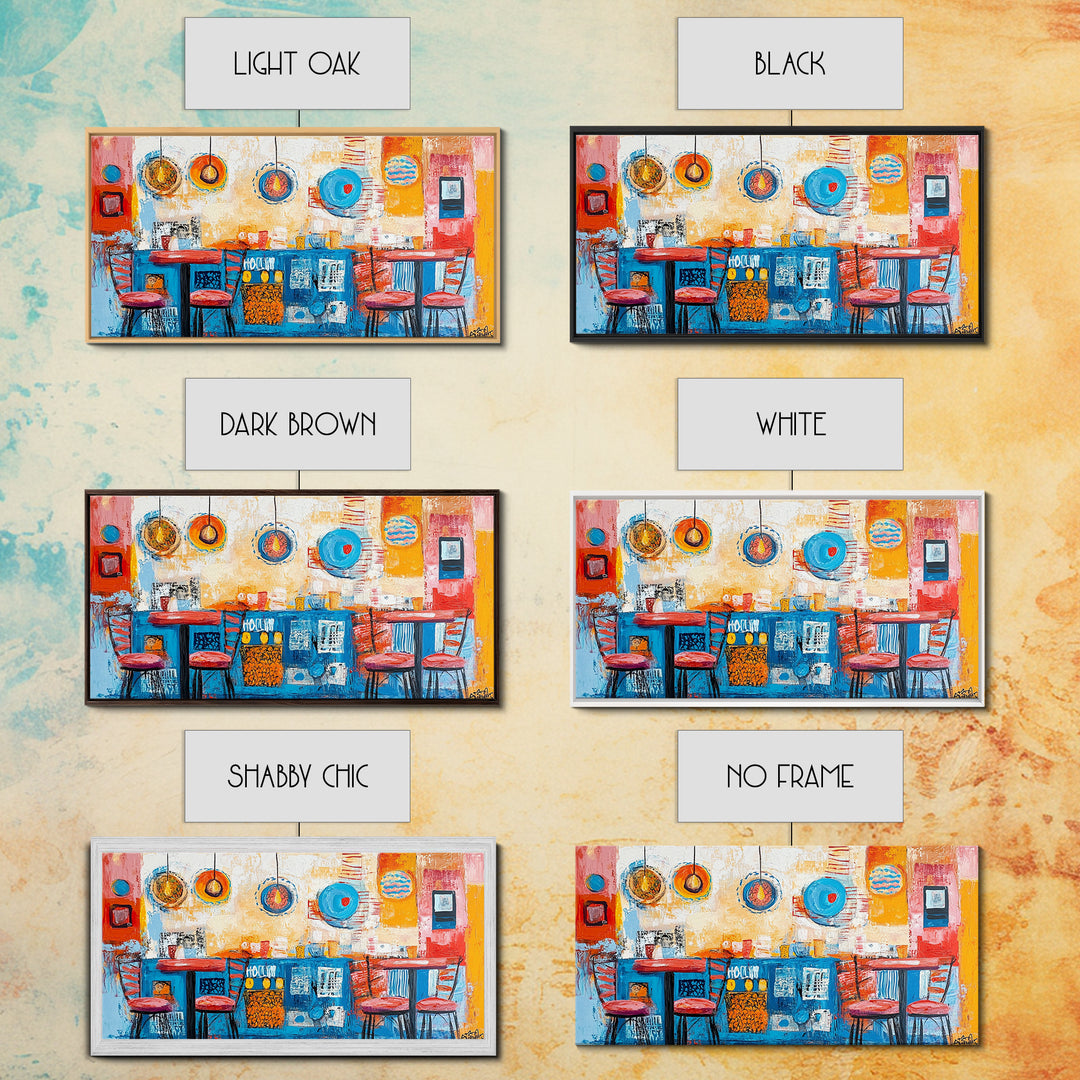 Cafe painting, espresso martini wall art, coffee wall art, food review kitchen art, warm cozy vibes, rustic decor, framed canvas print, boho art