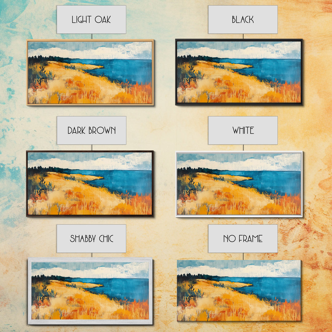 Coastal Landscape, Ocean Painting, Nautical Decor, Rustic Art, Farmhouse Art, Living Room Art, Framed Canvas Print, Extra Wide Art, Bedroom Art