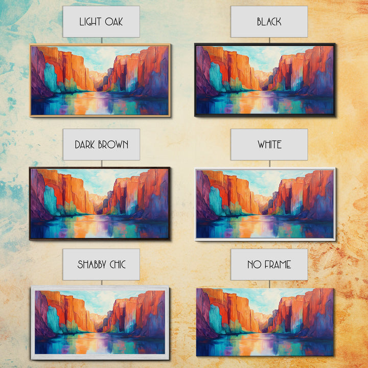 Canyon painting, southwest wall art, mountain painting, bold colors, moody art, rustic wall art, extra wide art, canvas print, scenic landscape