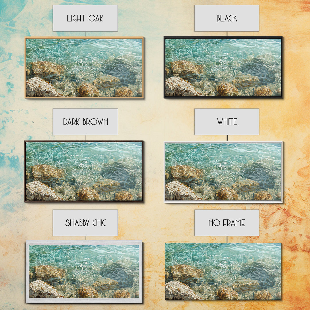 Crystal Clear Water, coastal painting, nautical wall art, beach house decor, ocean inspired art, Framed Canvas Print, blue and green wall art