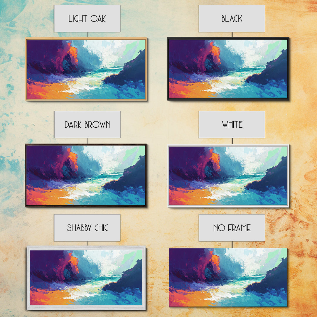 Abstract Seascape, Moody Ocean Painting, Dark Romance Painting, Nautical Wall Art, Coastal Decor, Framed Canvas Print, Large Art