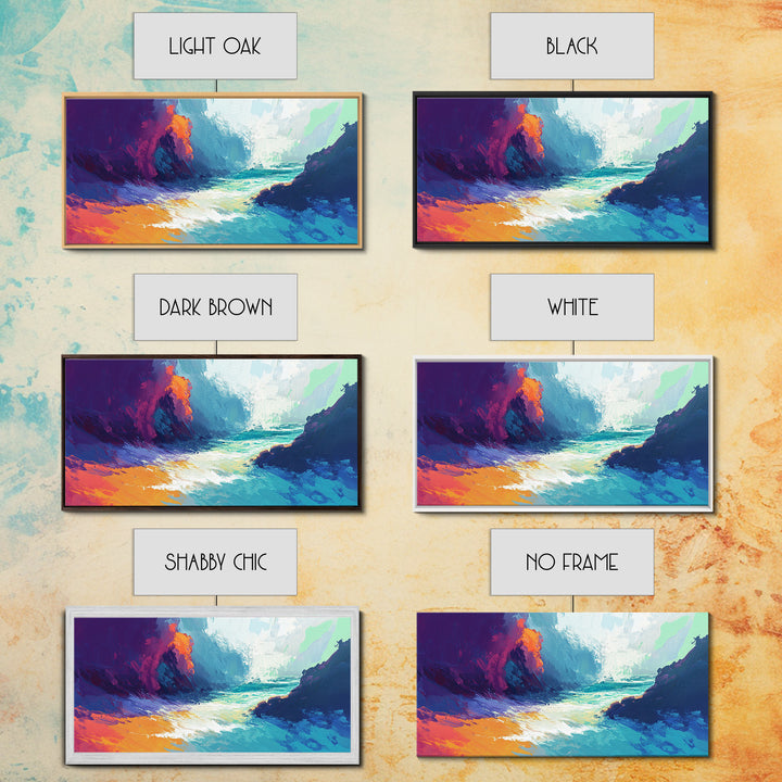 Abstract Seascape, Moody Ocean Painting, Dark Romance Painting, Nautical Wall Art, Coastal Decor, Framed Canvas Print, Large Art