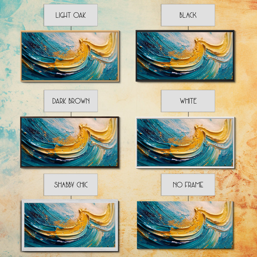 Abstract Ocean, Textured Painting, Teal Wall Art, Nautical Decor, Horizontal Wall Art, Framed Canvas Print, Coastal Decor, Extra Wide Art