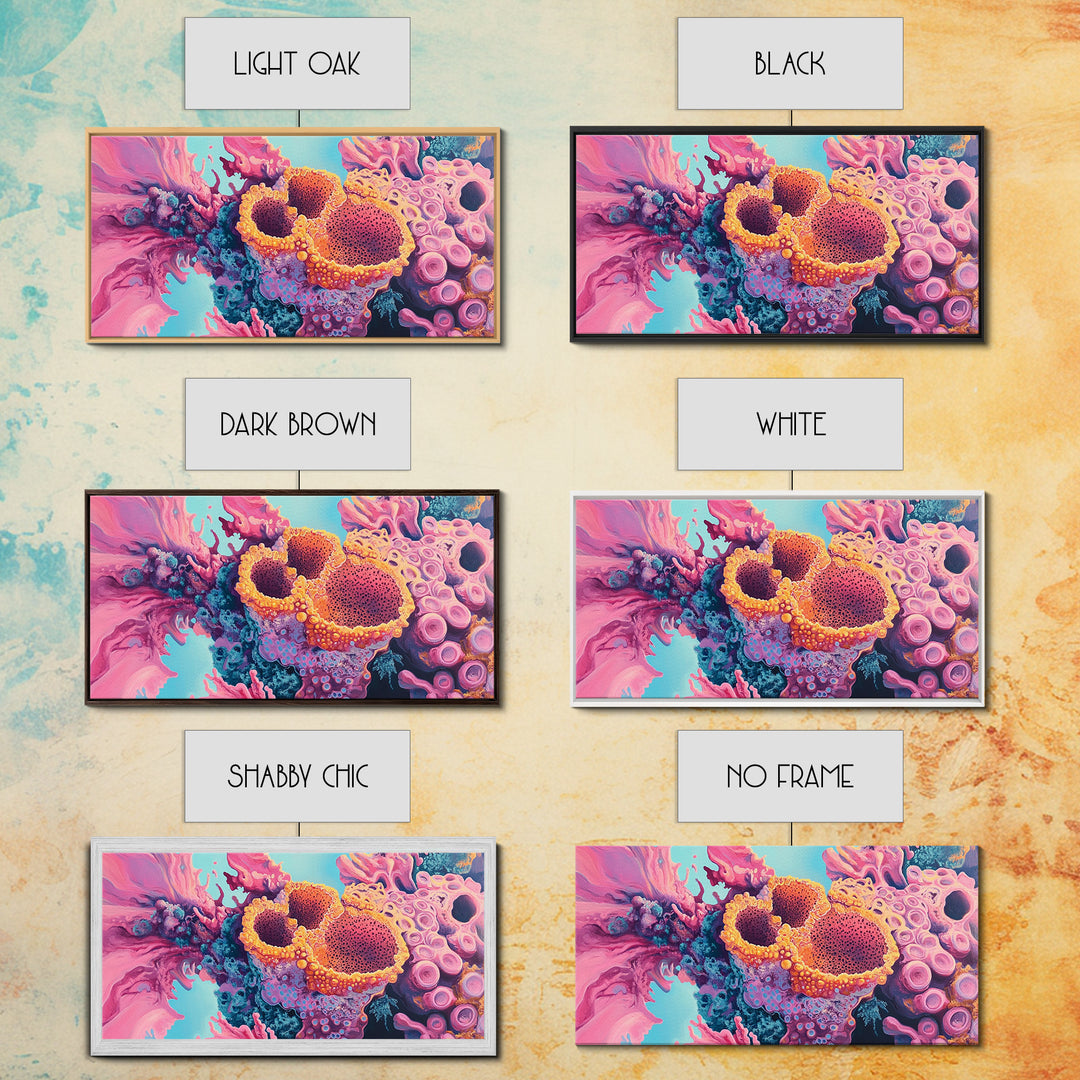 Abstract Coral, pink abstract art, ocean painting, marine life art, contemporary art, blue and green wall art, Canvas Print