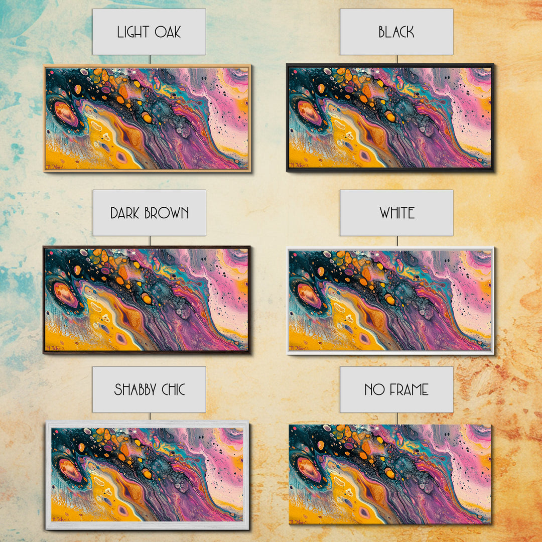 Abstract Galaxy, blotter art, cosmic painting, psychedelic art, vibrant colors, wabi sabi art, contemporary art, Framed Canvas Print