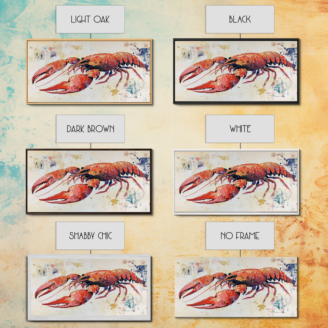 Crayfish Painting, Seafood Art, Rustic Wall Art, Coastal Kitchen Decor, Fishing Art, Nautical Decor, Long Narrow Wall Art, Canvas Print