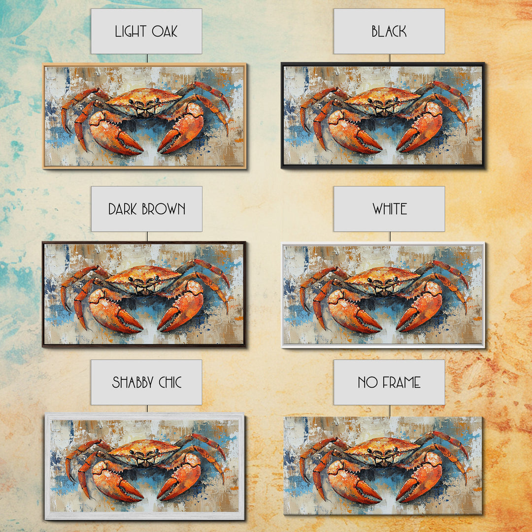 Crab Painting, Coastal Kitchen Art, Nautical Wall Art, Rustic Decor, Seafood Art, Maritime Art, Gift Idea for Him, Framed Canvas Print